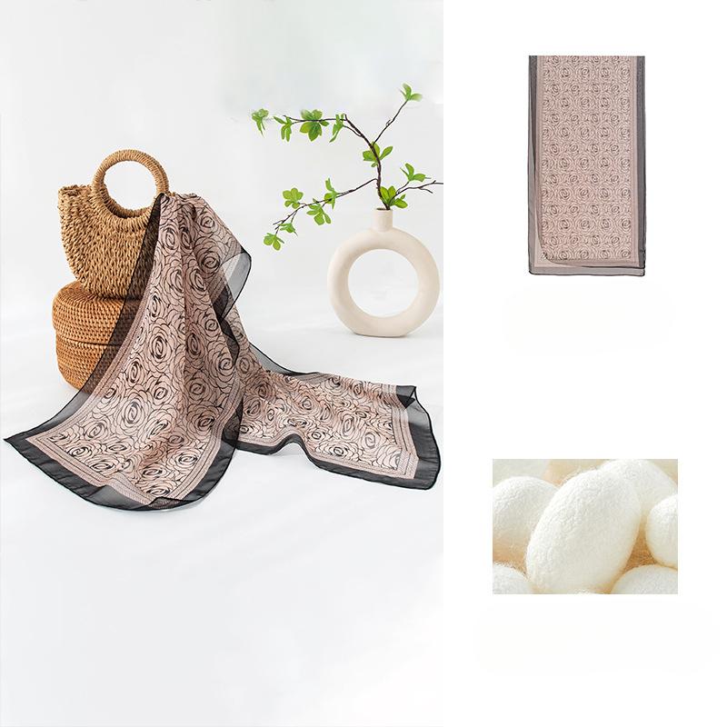 Шелковый шарф Mulberry, тонкий шарф с цветочным принтом в китайском стиле, четыре сезона, высококачественный женский газовый шарф