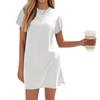 Women's Coverups Short Sleeve T-Shirt Dress Casual Side Slit Loose Fit Knee Length Beach Dress