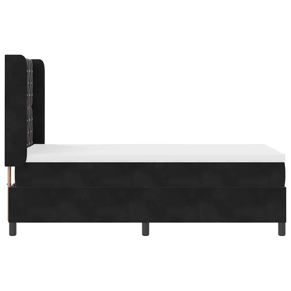 Box Spring Bed with Mattress Black 90 x 190 cm Velvet