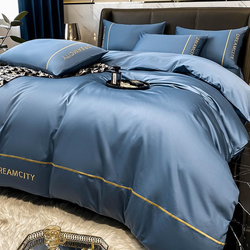 Легкий Люкс Класс А Материнский и Младенческий Хлопок Длинноволокнистый Хлопок Набор из Четырех Предметов Чистый Хлопок Вышитая Простыня Матрас Пододеяльник Постельное Белье