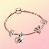 Two Tone Rose Gold Color Sparkling Hand Painted Heart Snake Bone Bracelet Set Fit For Charm DIY For Womens Birthday Gifts