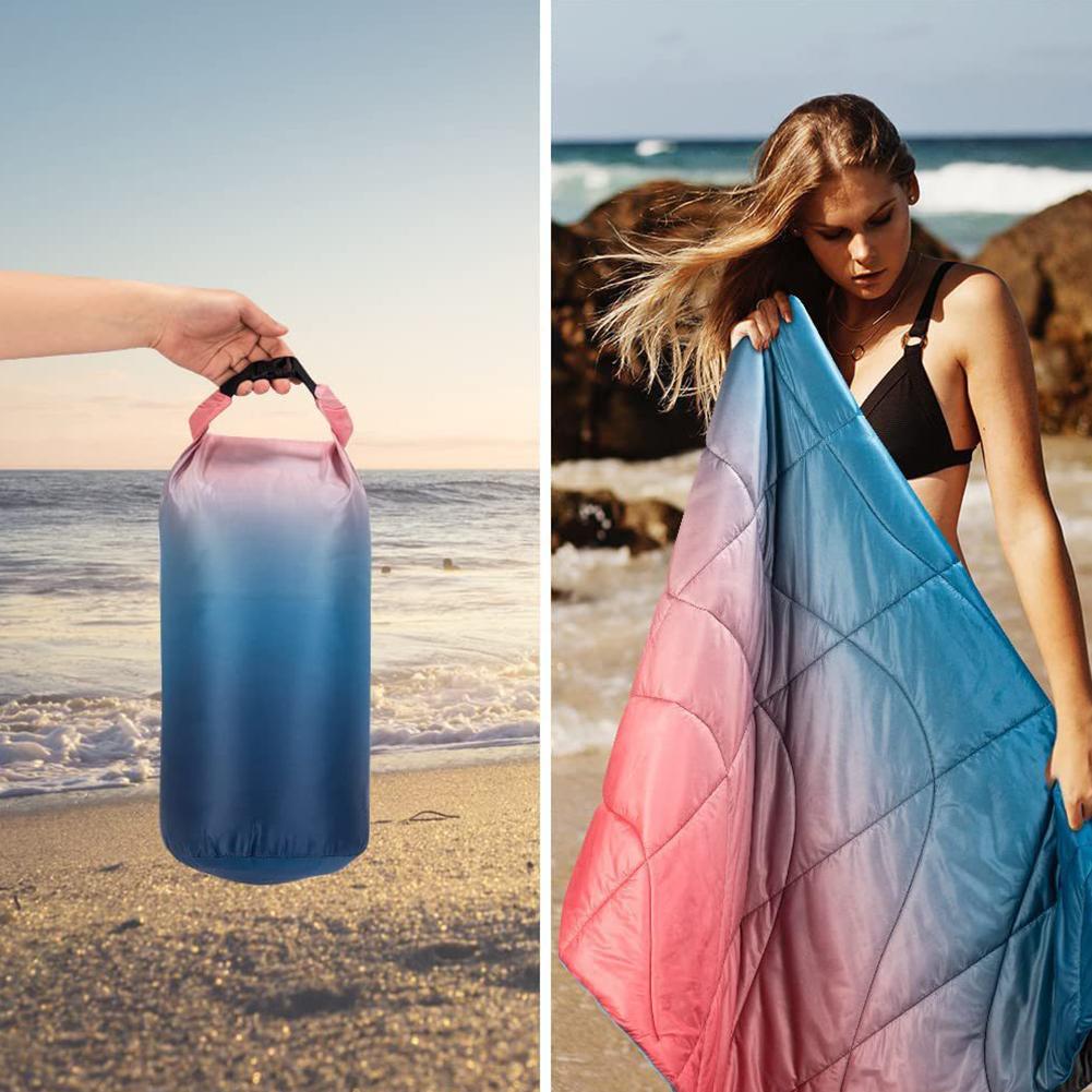 Outdoor Puffy Camping Blanket Waterproof Printed Puffy Camping Blanket Windproof for Traveling Picnic Beach Party