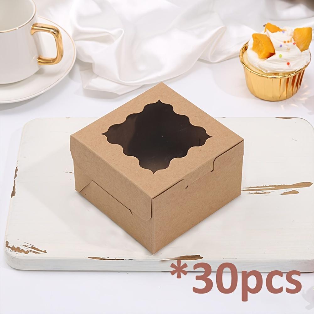30 шт. Белые коробки для выпечки, мини-коробки для тортов, коробки для печенья с окном, маленькие коробки для угощений, печенья, пирожных, пончиков в комплекте