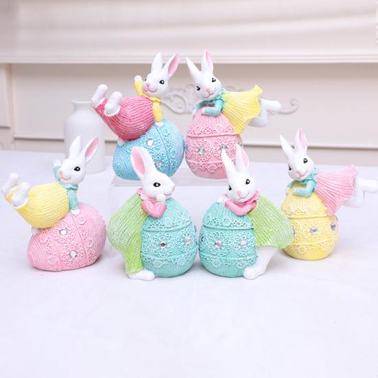Украшения в виде пасхальных кроликов, милые расписанные вручную фигурки кроликов из смолы, переносные украшения для пасхальных яиц, Пасха