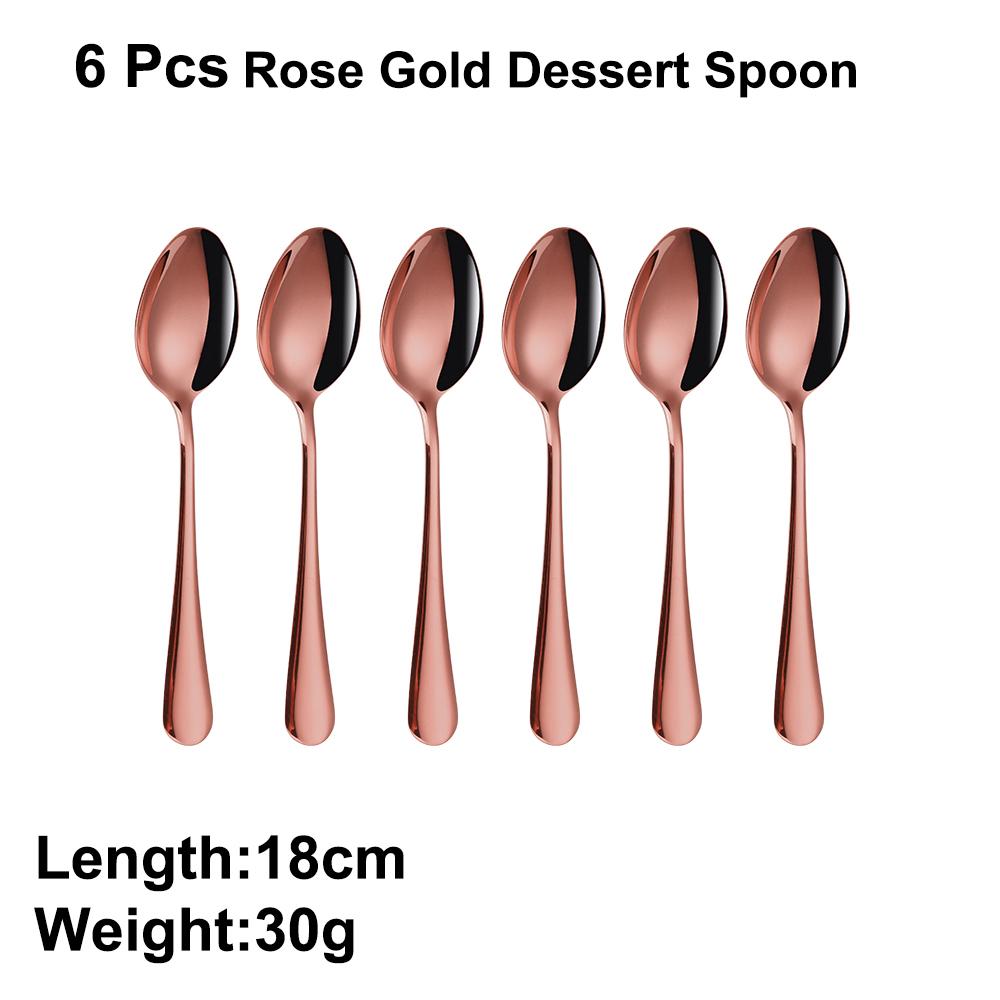 4/6/12Pcs Sliver Dessert Spoons Stainless Steel Gold Spoon Set Cake Snack Salad Spoon Mirror Black Thin Cutlery Simple Tableware