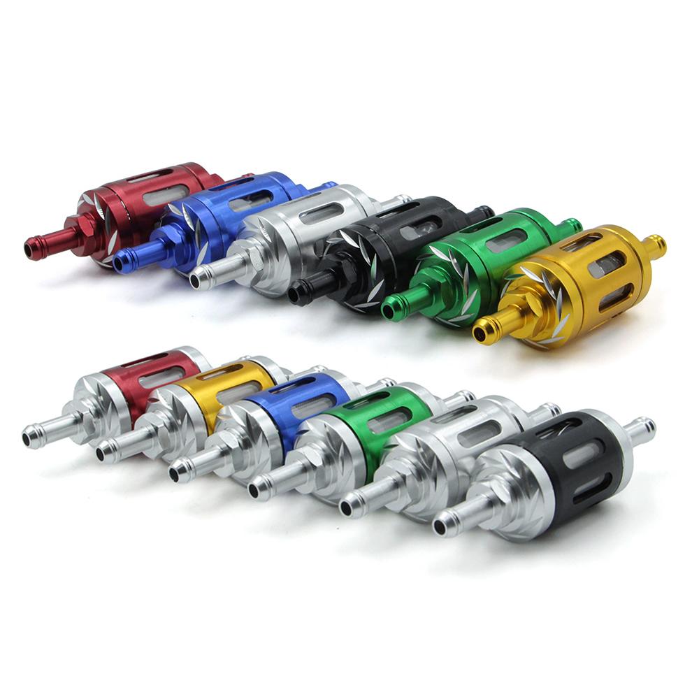 Universal 8mm CNC Aluminum Alloy Shell Glass Gas Fuel Oil Filter Moto For ATV Yamaha Kawasaki KTM Honda Suzuki Pit Dirt Bike Fuel Filters5