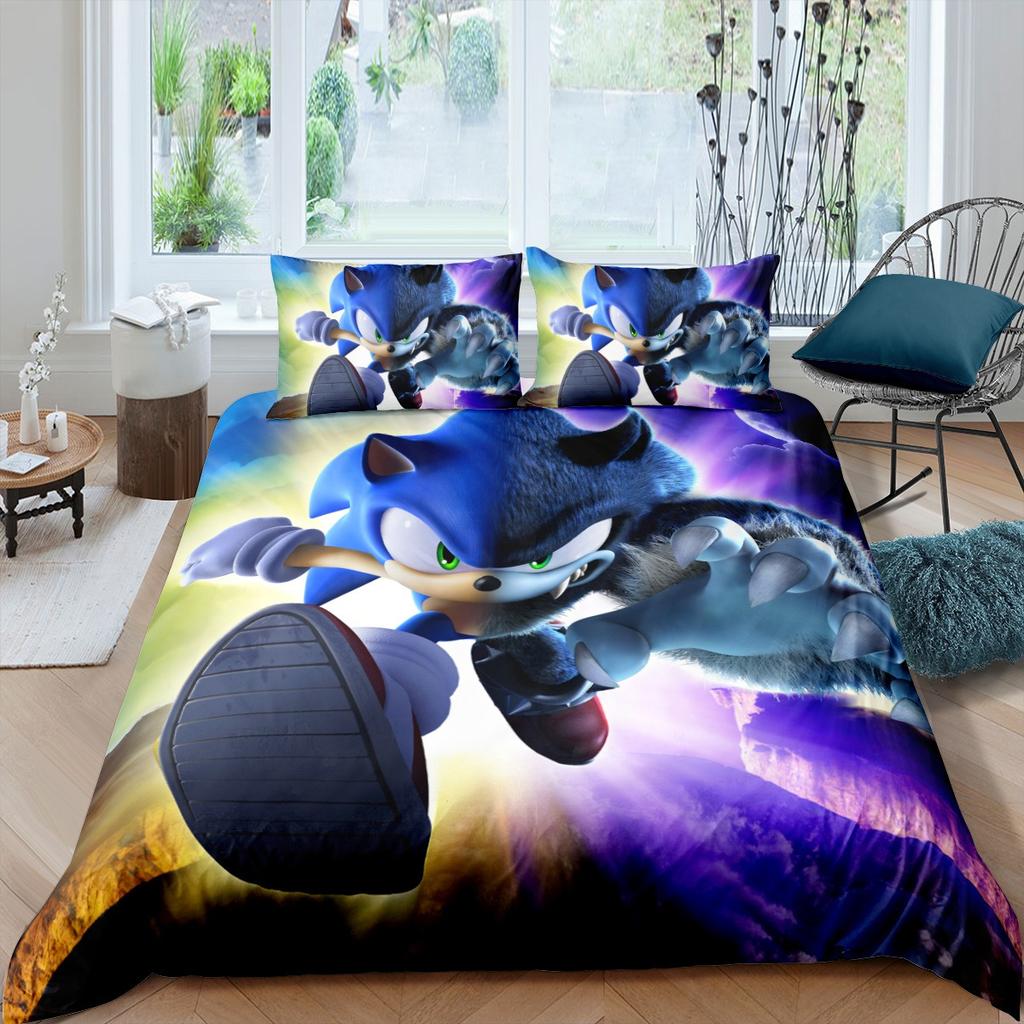 The Movie H-Hedgehog S-SonicES 3 Duvet Cover Set Soft Wash Cotton Bed 2/3pcs Summer Comfortable Student Dormitory Home Bedding
