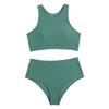 Women's Solid Color Tank Top Swimsuit Ladies Split High Waist Swimsuit Two-Piece Set