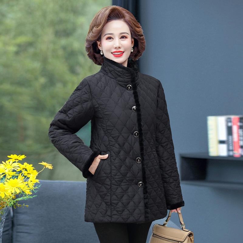Осенне-зимняя куртка для мам среднего и пожилого возраста, короткая, из бархата, однотонная, корейская, женская одежда больших размеров