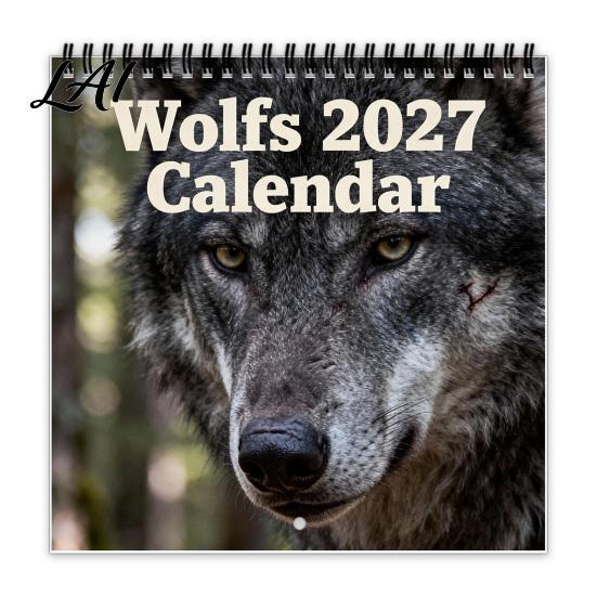 Holiday Gifts for Nature Lovers Wolves 2027 Wall Calendar 12 Monthly Planner with Wild Wildlife Decor Wolf Photography Spiral Binding Hanging