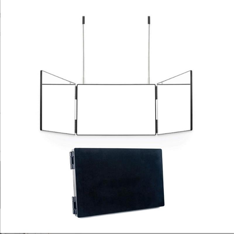 360 View Self-Cutting Hair Mirror, Clear Anti-fog HD Glass, Folding Cosmetic Mirror, Tri-fold Mirror, Hanging Mirror