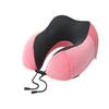 U-Shaped Memory Foam Neck Pillow with Buckle Design - Solid Color, Slow Rebound, Foldable for Office Naps