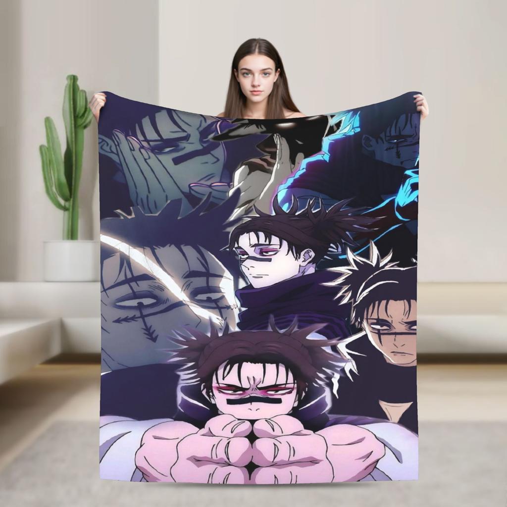 Choso Blanket Cover Flannel Kaisens Anime Lightweight Thin Throw Blanket for Car Sofa Couch Bed Rug