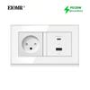 EIOMR 16A Израильская настенная розетка, USB A C порт для зарядки, Белая панель из хрустального стекла, Одиночная, Двойная, Тройная, Израильский тип C розетка