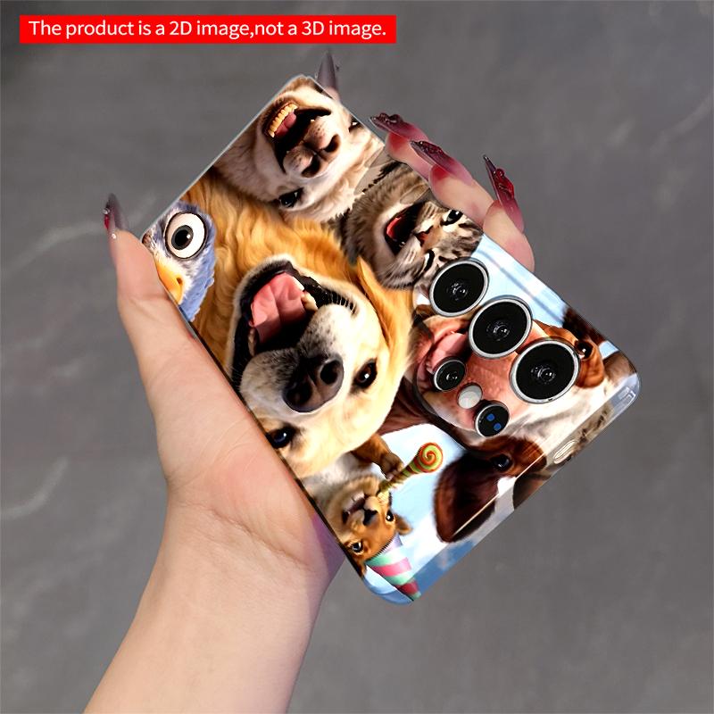 2DFlat Samsung phone case Happy Animal Party Selfie Phone Case Applicable to Galaxy S22 S23 S24 S25ULTRA S26 A12 A13 A14 A15 A16