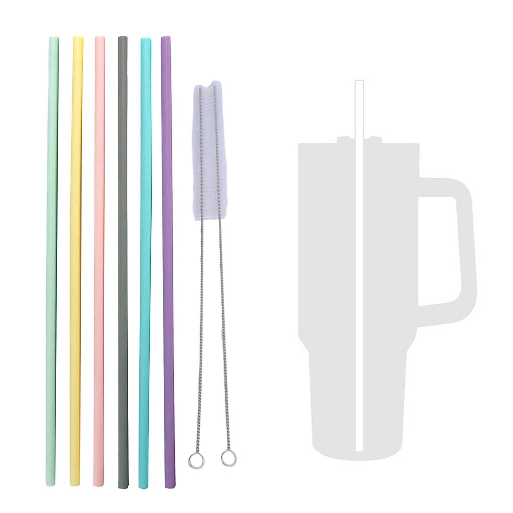 Pack of 6 Colorful Silicone Straws Travel Cups Straws Silicone Material Replacement Accessory Reusable Straw for Cups