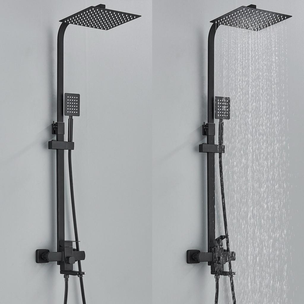 Матовые черные душевые системы с 30-дюймовой насадкой для тропического душа, 3-функциональные наборы смесителей для душа с латунным клапаном, набор для душа
