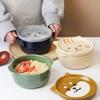 850 мл Японская мультяшная кошка Керамическая миска Милая миска для животных Миска для лапши быстрого приготовления с крышкой Кухонные принадлежности Керамическая посуда