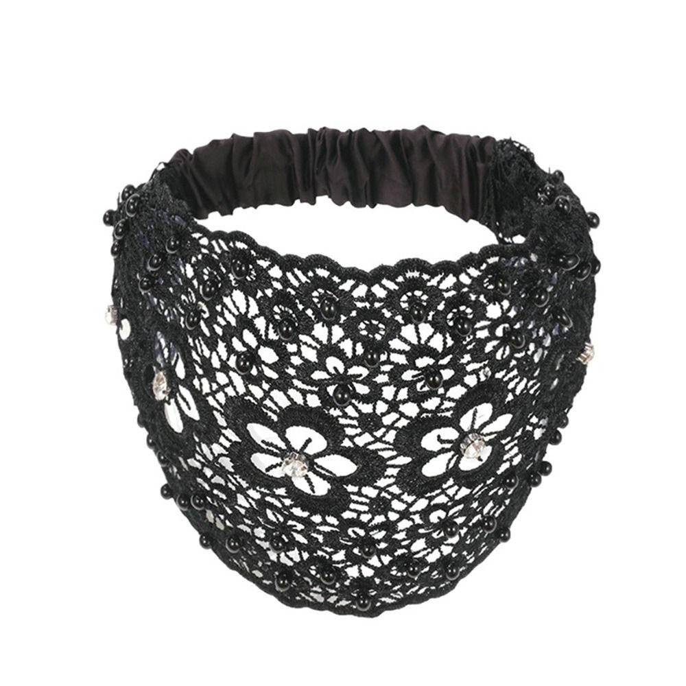 Cover Flower For Women Makeup For Girls Diamond Wide Side Hair Accessories Women Hairband Lace Hair Hoop Korean Style Headband