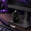 Мини-фигурка черепа с капюшоном, напечатанная на 3D-принтере, Настольное украшение в темном стиле, Крутой скелет с жестом рок-музыканта, Декор для кабинета, комнаты для киберспорта