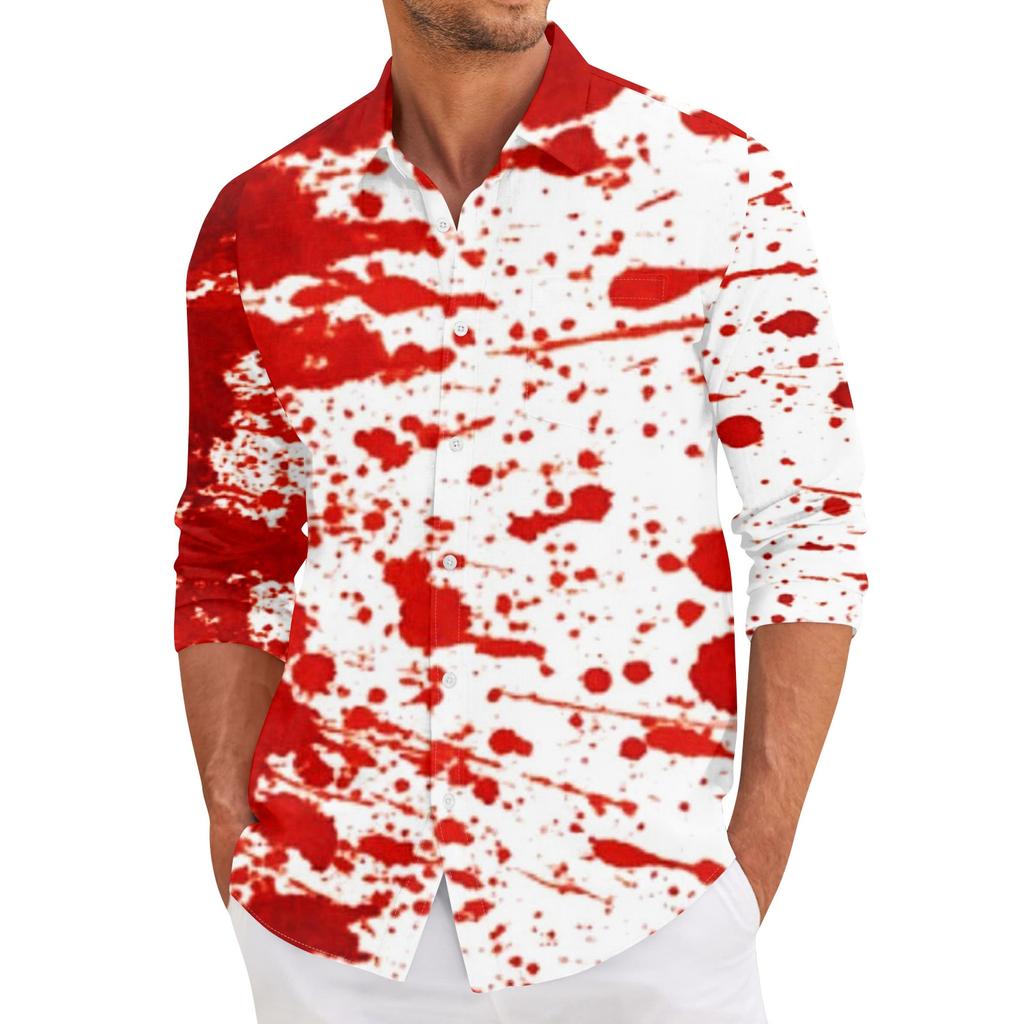 Men'S Casual Loose Fitting Long Sleeved Shirt Fashionable Lapel Shirt Top