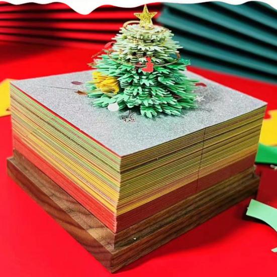 3D Рождественская елка Календарь Блокнот 2026 Настольные часы Календарь Отрывной бумажный резной арт DIY Липкие заметки Настольное украшение