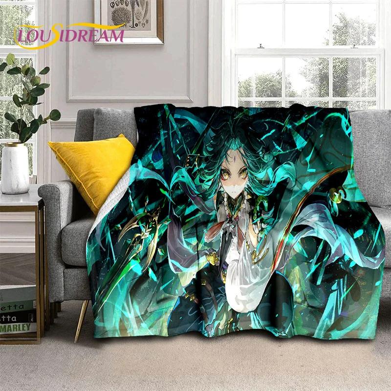 3D милый Genshin Impact мультфильм игра мягкий фланелевый плед для кровати спальни дивана пикника, плед для отдыха на свежем воздухе сон подарок