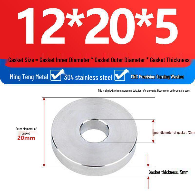304 Stainless Steel Heavy Duty Thickened Flat Washer - Precision CNC Machined, Custom Non-standard Processing Available