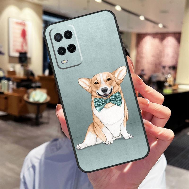 Чехол Corgi and Bubble Tea для Oppo A94 A74 A54 A18 A38 A58 A78 A98 A40 A60 A80 A16 A76 A96 A15 A17 A77 A57S