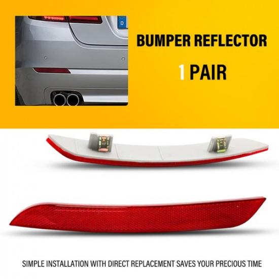 2x Задний отражатель в бампер, левый и правый, с красным стеклом, в сборе, для BMW 535i xDrive Седан 2011-2013