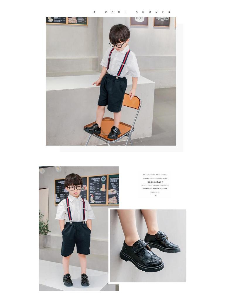 Мальчиковые черные кожаные туфли - 2025 корейский и британский стиль, весна/осень, мягкая подошва, идеально подходят для студенческих выступлений