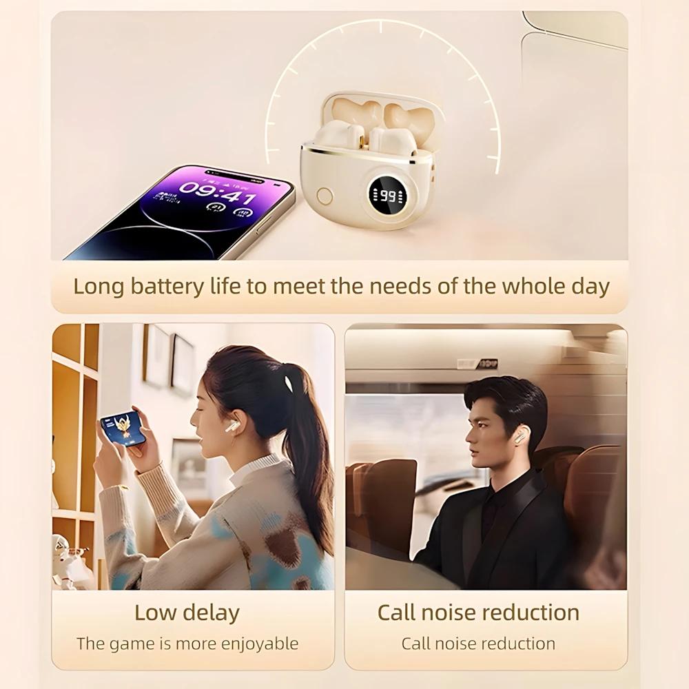 Беспроводные Bluetooth-наушники TWS со светодиодным дисплеем, бинауральные, водонепроницаемые, с шумоподавлением, спортивные, стерео, шумоподавляющие наушники