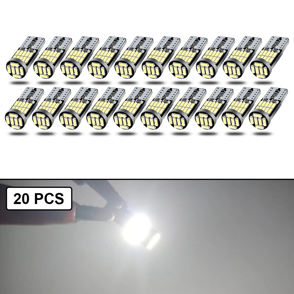 10-40 PCS CANBUS No Error T10 W5W LED Bulb For Car Interior Dome Door Map Trunk License Plate Lights 12V 26SMD 400LM 6500k White