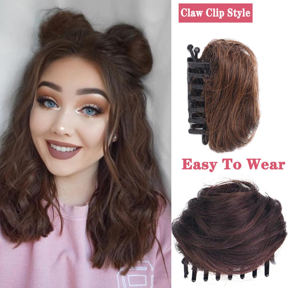 Curly Donut Roller Bun Messy Chignon Clip-on Hair Bun Hairpiece Hair Extensions Claw Hair Bun Wig