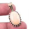 Natural Pink Opal Gemstone 925 Solid Sterling Silver Two Tone Pendant 1.50" E6l93