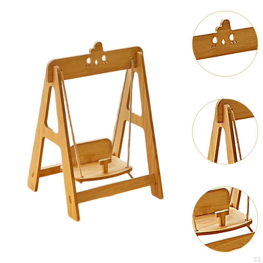 Doll Swing Lightweight Accessories Portable Adjustable Rope Length Wood Toy