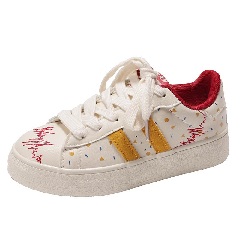 Милые граффити ретро круглые туфли на высокой платформе белые женские туфли 2025 года новые универсальные легкие повседневные туфли для сноуборда