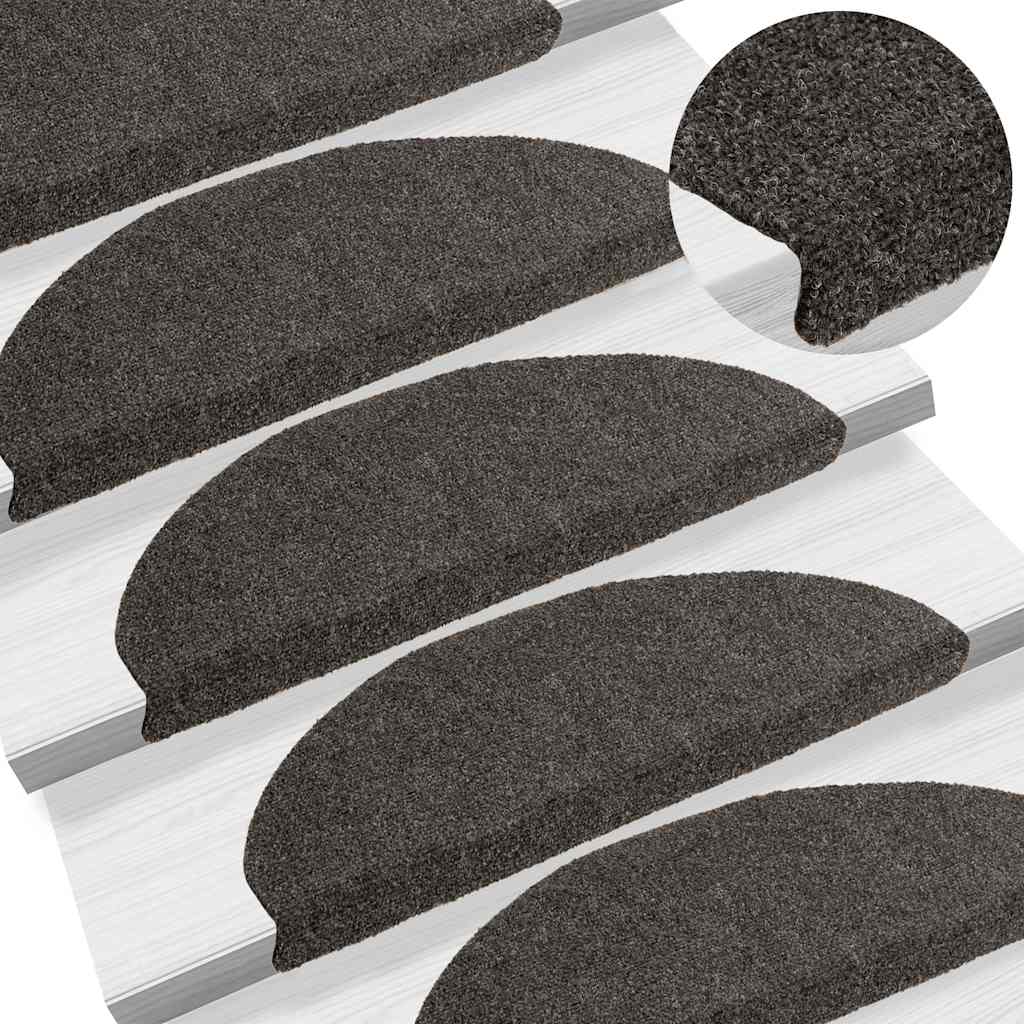 Self Adhesive Stair Treads 20 pcs 65 x 21 x 4 cm Anthracite Gray Semi Round Large