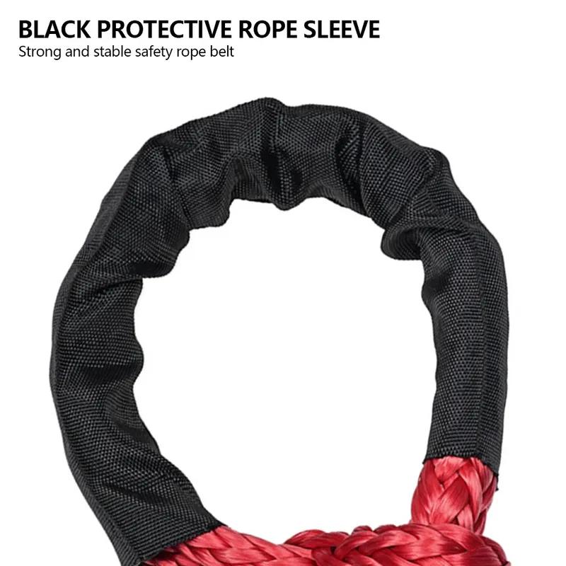 Heavy Duty Tow Strap Synthetic Rope Soft Shackle With Protective Sleeve For Jeep Truck SUV Vehicle Recovery Accessories