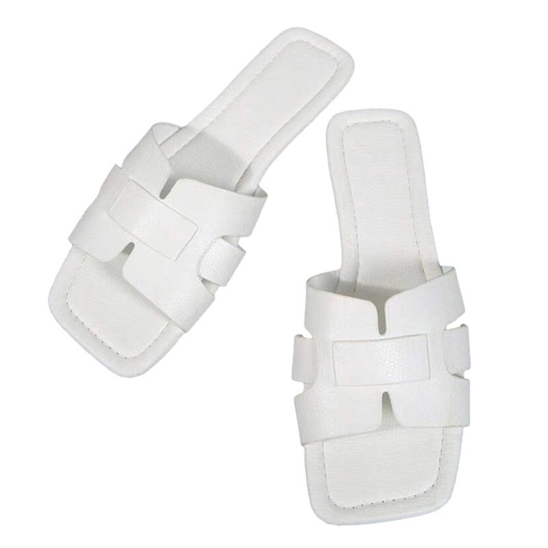 Простые повседневные женские тапочки импортного производства большого размера с квадратным носком можно носить на улице однотонные классные тапочки