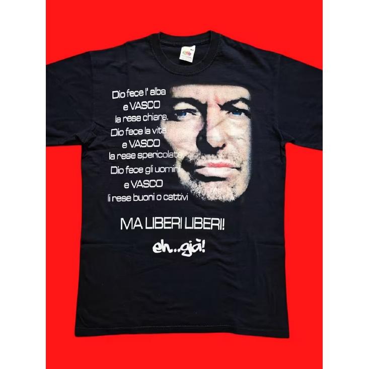 Vasco Rossi Liberi Liberi 2000 Y2K Vintage Italian Rock - Iconic Logo Printed, Size S (EU/), Casual T-Shirt For Concerts & Casual Wear, Retro Music