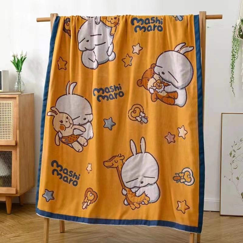 Four Seasons Baby Cotton Gauze Towel Quilt Newborn Cartoon Children's Baby Blanket Breathable Washed Cotton Lunch Break Blanket
