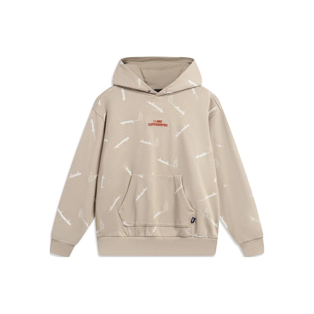 Li-Ning Phil Hackett Collaboration Patterned Loose Fit Pullover Hoodie Men Hoodies Light-Glaze-Brown AWDT955-3