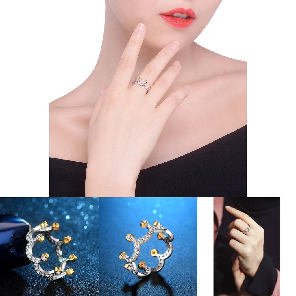 Элегантное женское кольцо с дизайном короны из прочной латуни и нержавеющей стали серебристого цвета, идеально подходящее для особых случаев и в качестве подарка