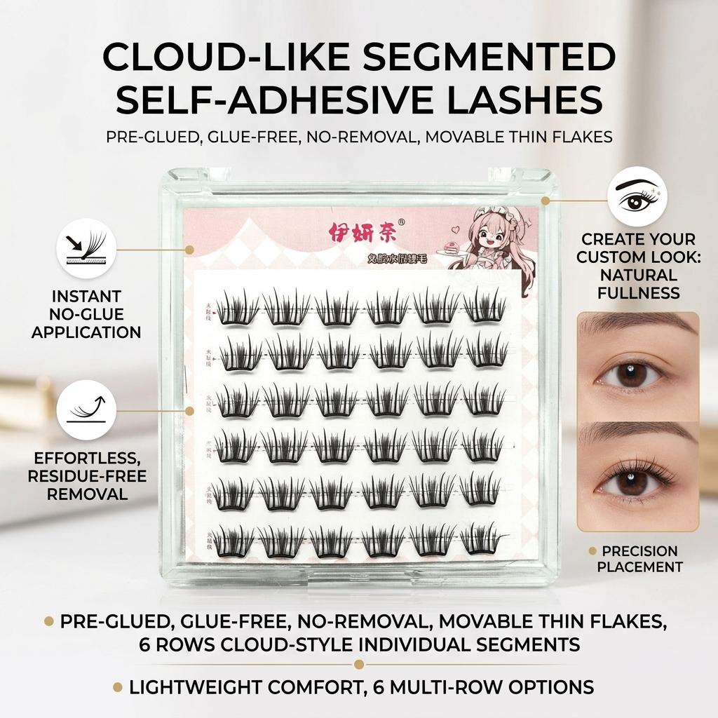 Yiyanai Natural Thin Flat False Eyelashes Lightweight Breathable Single Cluster Design for Eye Makeup