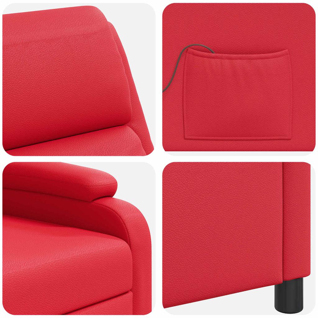 Massage Recliner Chair Red Artificial Leather