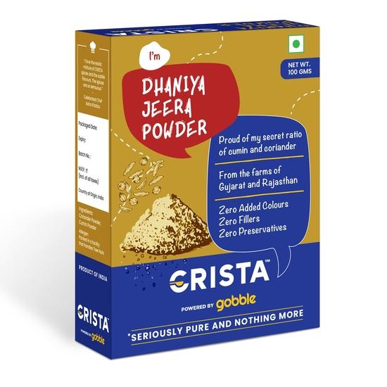 CRISTA Dhaniya Jeera Powder | Coriander & Cumin Mixed Spice Blend | Zero Added Colours, Fillers, Additives| Green Colour | 100 Gms