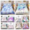 Bedding Set 3D Unicorn Print Bed Cover Home Bed Cover Pretty Bed Clothes Microfiber Soft Comforter Duvet Cover