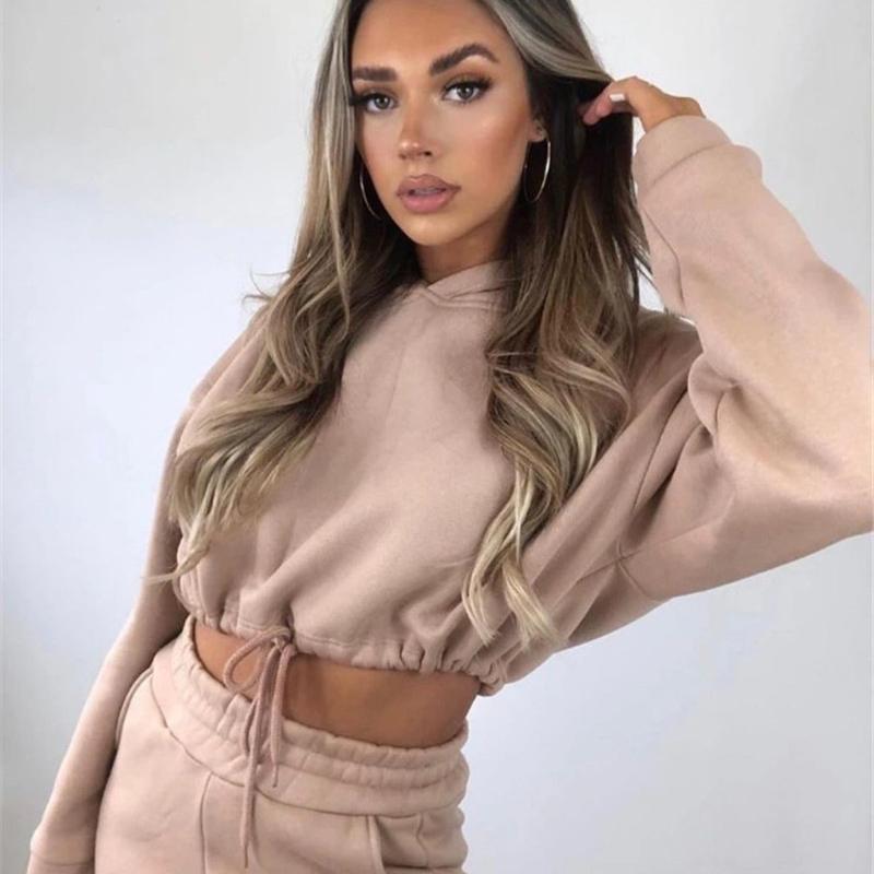 Спортивная повседневная одежда из 2 шт./компл., осенняя одежда для женщин, толстовка, джемпер, топ, спортивные штаны, комплекты спортивного костюма