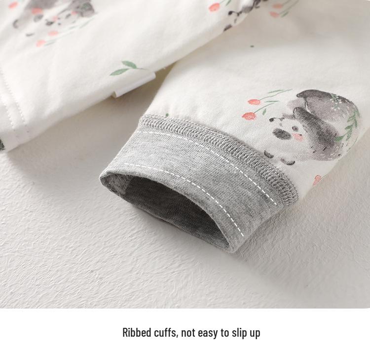 Детский стеганый теплый комплект: Хлопковая пижама с высокой талией и защитой живота для осени/зимы